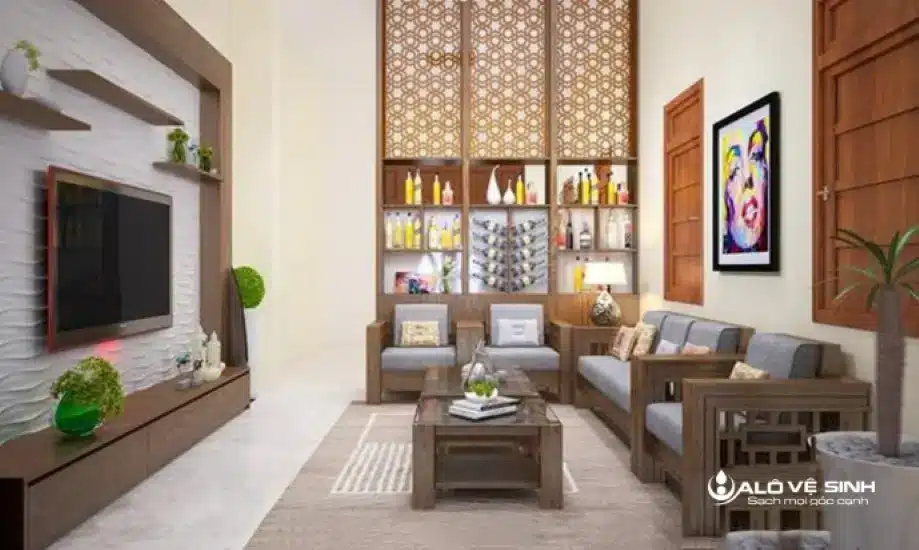 Cách Bố Trí Sofa Trong Phòng Khách Nhà Ống Giúp Không Gian Rộng Hơn Tận dụng tối đa diện tích của phòng khách trong cách bố trí sofa trong phòng khách nhà ống.