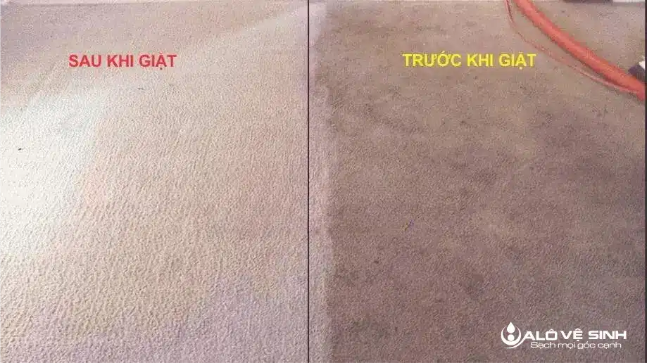 Hình ảnh trước và sau khi giặt thảm văn phòng tại TPHCM