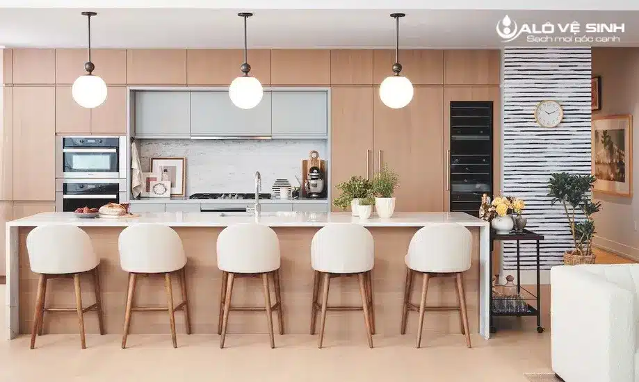 Không gian phòng bếp sạch sẽ
