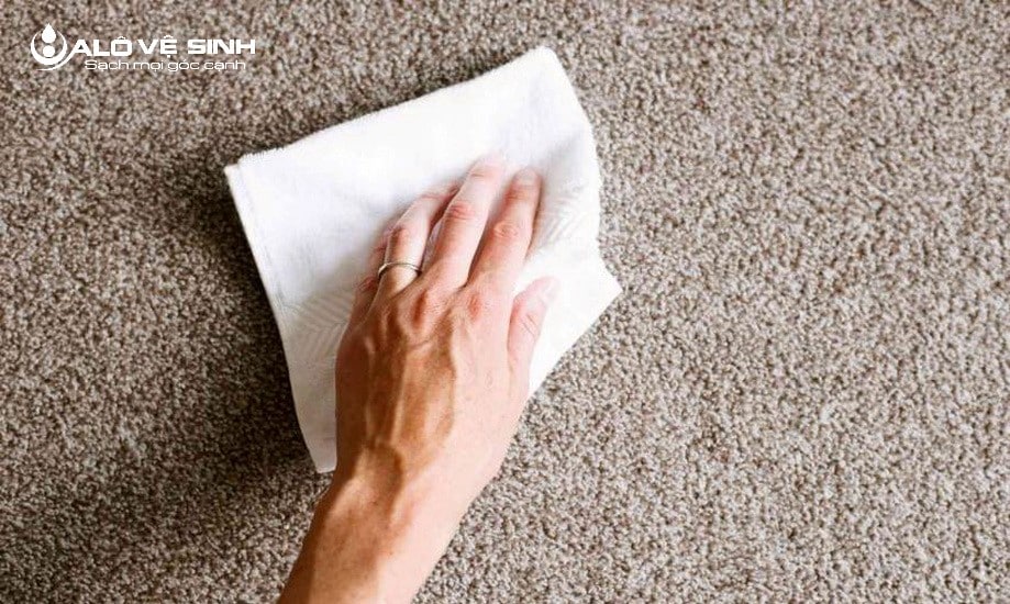 Dịch Vụ Giặt Thảm - 30 Phút Có Mặt & Giá Tốt TPHCM Thấm khăn lau vết mồ hôi trên thảm