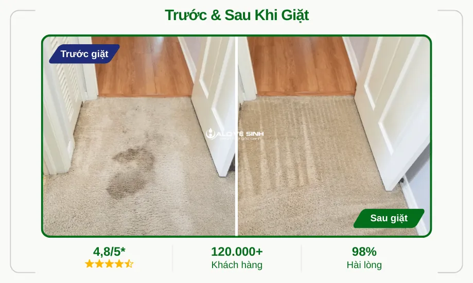 Làm sạch thảm bị ố vàng do thức ăn và nước uống ngấm lâu ngày