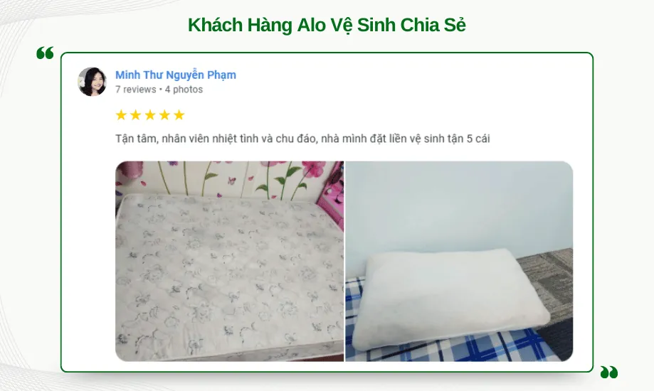 Hài lòng về vệ sinh nệm nhờ sự tận tâm và chu đáo của nhân viên Alo Vệ Sinh